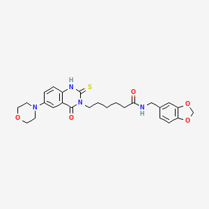 N-(1,3-benzodioxol-5-ylmethyl)-6-[6-(4-morpholinyl)-4-oxo-2-sulfanylidene-1H-quinazolin-3-yl]hexanamide