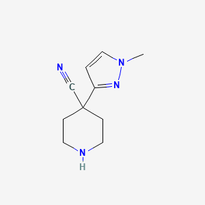 molecular formula C10H14N4 B12284382 4-(1-Methyl-1H-pyrazol-3-yl)piperidine-4-carbonitrile 