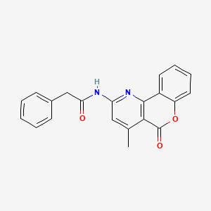 molecular formula C21H16N2O3 B1228446 N-(4-methyl-5-oxo-2-[1]benzopyrano[4,3-b]pyridinyl)-2-phenylacetamide 