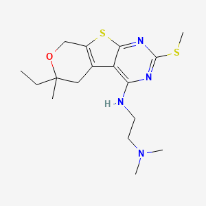molecular formula C17H26N4OS2 B1228448 N-[2-(DIMETHYLAMINO)ETHYL]-N-[6-ETHYL-6-METHYL-2-(METHYLSULFANYL)-5,8-DIHYDRO-6H-PYRANO[4',3':4,5]THIENO[2,3-D]PYRIMIDIN-4-YL]AMINE 