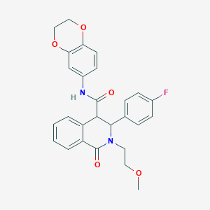 N-(2,3-dihydro-1,4-benzodioxin-6-yl)-3-(4-fluorophenyl)-2-(2-methoxyethyl)-1-oxo-3,4-dihydroisoquinoline-4-carboxamide
