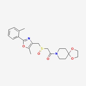 1-(1,4-Dioxa-8-azaspiro[4.5]decan-8-yl)-2-[[5-methyl-2-(2-methylphenyl)-4-oxazolyl]methylsulfinyl]ethanone