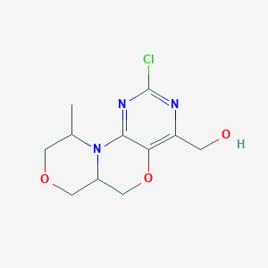 molecular formula C11H14ClN3O3 B12284786 (6aS,10R)-2-Chloro-10-methyl-6a,7,9,10-tetrahydro-6H-[1,4]oxazino[4,3-d]pyrimido[5,4-b][1,4]oxazine-4-methanol 