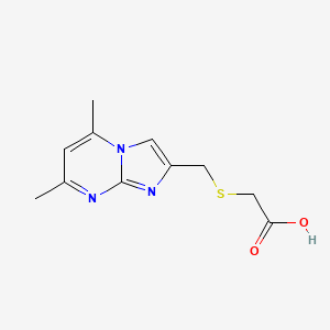 molecular formula C11H13N3O2S B1228484 2-(((5,7-Dimethylimidazo[1,2-a]pyrimidin-2-yl)methyl)thio)acetic acid 