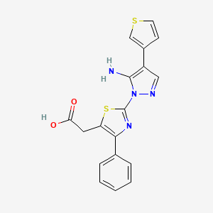 2-{2-[5-amino-4-(3-thienyl)-1H-pyrazol-1-yl]-4-phenyl-1,3-thiazol-5-yl}acetic acid