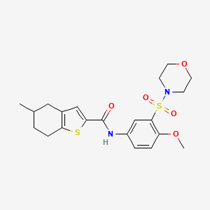 molecular formula C21H26N2O5S2 B1228520 N-(4-methoxy-3-morpholin-4-ylsulfonylphenyl)-5-methyl-4,5,6,7-tetrahydro-1-benzothiophene-2-carboxamide 