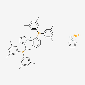 molecular formula C50H52FeP2 B12285202 (S)-1-{(SP)-2-[2-[Di(3,5-xylyl)phosphino]phenyl]ferrocenyl}ethyldi(3,5-xylyl)phosphine 
