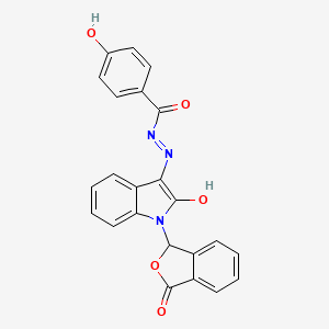 4-hydroxy-N-[[2-oxo-1-(3-oxo-1H-isobenzofuran-1-yl)-3-indolylidene]amino]benzamide