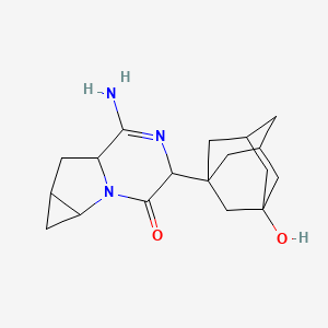 molecular formula C18H25N3O2 B12285249 7-Amino-9-(3-hydroxy-1-adamantyl)-1,8-diazatricyclo[4.4.0.02,4]dec-7-en-10-one 