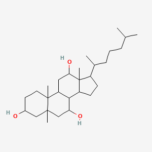 molecular formula C28H50O3 B12285308 5,10,13-Trimethyl-17-(6-methylheptan-2-yl)-1,2,3,4,6,7,8,9,11,12,14,15,16,17-tetradecahydrocyclopenta[a]phenanthrene-3,7,12-triol 