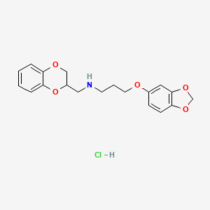 molecular formula C19H22ClNO5 B1228533 5-(3-((1,4-Benzodioxan-2-ylmethyl)amino)propoxy)-1,3-benzodioxole hydrochloride CAS No. 83449-12-1