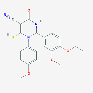 2-(4-Ethoxy-3-methoxyphenyl)-4-mercapto-3-(4-methoxyphenyl)-6-oxo-1,2-dihydropyrimidine-5-carbonitrile
