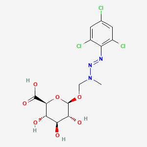 molecular formula C14H16Cl3N3O7 B1228548 1-(2,4,6-Trichlorophenyl)-3-methyl-O-(triazenylmethyl)glucuronic acid CAS No. 72040-50-7