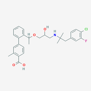 molecular formula C29H33ClFNO4 B12285752 [1,1'-Biphenyl]-4-carboxylic acid, 2'-[(1R)-1-[(2R)-3-[[2-(4-chloro-3-fluorophenyl)-1,1-dimethylethyl]amino]-2-hydroxypropoxy]ethyl]-3-methyl- 
