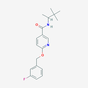 molecular formula C19H23FN2O2 B12285933 N-(3,3-dimethylbutan-2-yl)-6-[(3-fluorophenyl)methoxy]pyridine-3-carboxamide 
