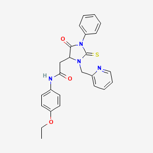 molecular formula C25H24N4O3S B1228594 N-(4-ETHOXYPHENYL)-2-{5-OXO-1-PHENYL-3-[(PYRIDIN-2-YL)METHYL]-2-SULFANYLIDENEIMIDAZOLIDIN-4-YL}ACETAMIDE 