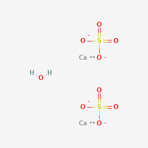molecular formula (CaSO4)2.H2O<br>CaSO4·0.5H2O<br>Ca2H2O9S2 B1228608 Calcium sulfate hemihydrate CAS No. 26499-65-0