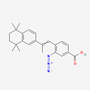 molecular formula C24H27N3O2 B1228616 3-Azido-4-[2-(5,5,8,8-tetramethyl-6,7-dihydronaphthalen-2-yl)prop-1-enyl]benzoic acid 