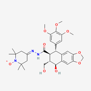 molecular formula C31H40N3O9 B1228621 Podophyllic acid piperidyl hydrazone nitroxide radical CAS No. 85339-54-4