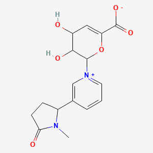 molecular formula C16H18N2O6 B12286221 3,4-dihydroxy-2-[3-(1-methyl-5-oxopyrrolidin-2-yl)pyridin-1-ium-1-yl]-3,4-dihydro-2H-pyran-6-carboxylate 