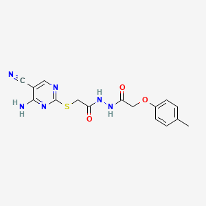 N'-[2-[(4-amino-5-cyano-2-pyrimidinyl)thio]-1-oxoethyl]-2-(4-methylphenoxy)acetohydrazide