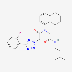 molecular formula C26H31FN6O2 B1228627 2-[5-(2-fluorophenyl)-2-tetrazolyl]-N-[2-(3-methylbutylamino)-2-oxoethyl]-N-(5,6,7,8-tetrahydronaphthalen-1-yl)acetamide 