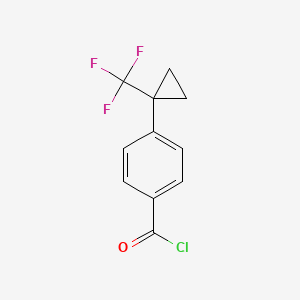 molecular formula C11H8ClF3O B12286346 4-(1-(Trifluoromethyl)cyclopropyl)benzoyl chloride 