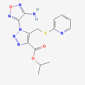molecular formula C14H15N7O3S B1228635 propan-2-yl 1-(4-amino-1,2,5-oxadiazol-3-yl)-5-[(pyridin-2-ylsulfanyl)methyl]-1H-1,2,3-triazole-4-carboxylate 