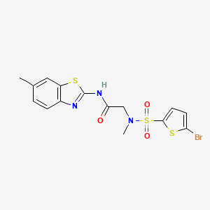 molecular formula C15H14BrN3O3S3 B1228661 2-[(5-bromo-2-thiophenyl)sulfonyl-methylamino]-N-(6-methyl-1,3-benzothiazol-2-yl)acetamide 