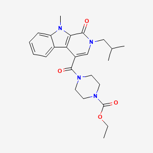 molecular formula C24H30N4O4 B1228664 Ethyl 4-[9-methyl-2-(2-methylpropyl)-1-oxopyrido[3,4-b]indole-4-carbonyl]piperazine-1-carboxylate 