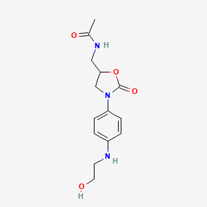 molecular formula C14H19N3O4 B12286679 N-[[(5S)-3-[4-[(2-Hydroxyethyl)amino]phenyl]-2-oxo-5-oxazolidinyl]methyl]acetamide (Linezolid Impurity) 