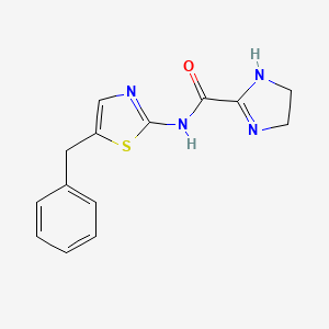 molecular formula C14H14N4OS B1228680 N-(5-benzyl-1,3-thiazol-2-yl)-4,5-dihydro-1H-imidazole-2-carboxamide 