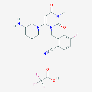 molecular formula C20H21F4N5O4 B12287255 2-[[6-(3-Aminopiperidin-1-yl)-3-methyl-2,4-dioxopyrimidin-1-yl]methyl]-4-fluorobenzonitrile;2,2,2-trifluoroacetic acid 