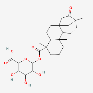 molecular formula C26H38O9 B12287335 3,4,5-Trihydroxy-6-(5,9,13-trimethyl-14-oxotetracyclo[11.2.1.01,10.04,9]hexadecane-5-carbonyl)oxyoxane-2-carboxylic acid 
