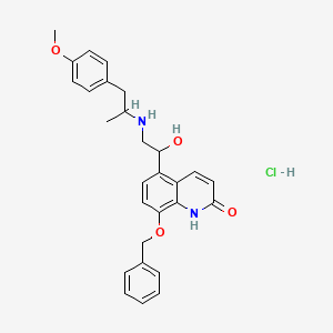 molecular formula C28H31ClN2O4 B12287580 5-[1-hydroxy-2-[1-(4-methoxyphenyl)propan-2-ylamino]ethyl]-8-phenylmethoxy-1H-quinolin-2-one;hydrochloride 