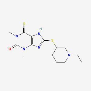 8-[(1-ethyl-3-piperidinyl)thio]-1,3-dimethyl-6-sulfanylidene-7H-purin-2-one