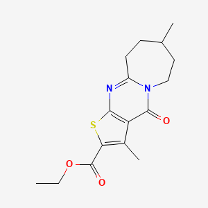 3,8-dimethyl-4-oxo-7,8,9,10-tetrahydro-6H-thieno[1,2]pyrimido[4,5-a]azepine-2-carboxylic acid ethyl ester