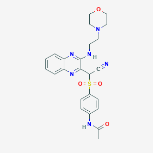 molecular formula C24H26N6O4S B1228776 N-[4-[cyano-[3-[2-(4-morpholinyl)ethylamino]-2-quinoxalinyl]methyl]sulfonylphenyl]acetamide 