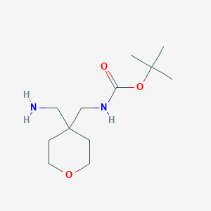 molecular formula C12H24N2O3 B12287840 tert-Butyl N-{[4-(aminomethyl)oxan-4-yl]methyl}carbamate 