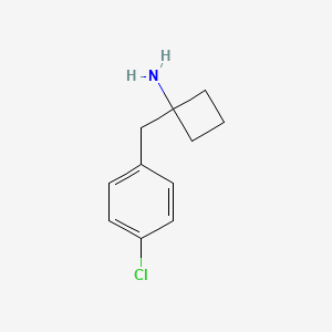 molecular formula C11H14ClN B12287882 1-[(4-Chlorophenyl)methyl]cyclobutan-1-amine 
