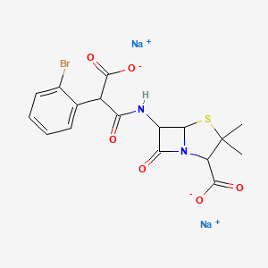 molecular formula C17H15BrN2Na2O6S B12287987 Disodium;6-[[2-(2-bromophenyl)-2-carboxylatoacetyl]amino]-3,3-dimethyl-7-oxo-4-thia-1-azabicyclo[3.2.0]heptane-2-carboxylate 