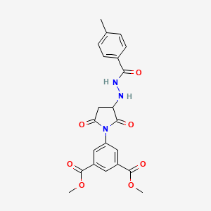 molecular formula C22H21N3O7 B1228810 Dimethyl 5-{3-[2-(4-methylbenzoyl)hydrazino]-2,5-dioxo-1-pyrrolidinyl}isophthalate 