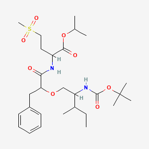 molecular formula C28H46N2O8S B12288144 (2S)-[(2'S)-t-Boc-amino-(3'S)-methyl-1-pentyloxy]-3-phenylpropionyl-methionine Sulfone, Isopropyl Ester 