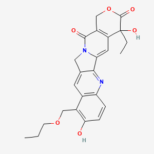 molecular formula C24H24N2O6 B12288152 19-Ethyl-7,19-dihydroxy-8-(propoxymethyl)-17-oxa-3,13-diazapentacyclo[11.8.0.02,11.04,9.015,20]henicosa-1(21),2,4(9),5,7,10,15(20)-heptaene-14,18-dione 
