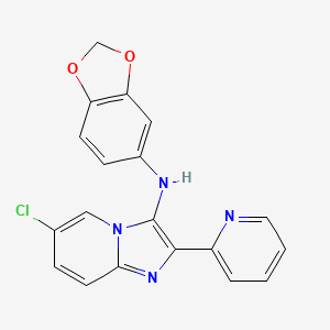 molecular formula C19H13ClN4O2 B1228816 N-(1,3-benzodioxol-5-yl)-6-chloro-2-(2-pyridinyl)-3-imidazo[1,2-a]pyridinamine 