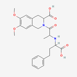 molecular formula C25H30N2O7 B12288172 2-[N-(1-Carboxy-3-phenylpropyl)alanyl]-6,7-dimethoxy-1,2,3,4-tetrahydroisoquinoline-3-carboxylic acid 