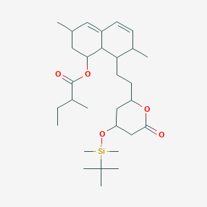 molecular formula C30H50O5Si B12288197 [8-[2-[4-[Tert-butyl(dimethyl)silyl]oxy-6-oxooxan-2-yl]ethyl]-3,7-dimethyl-1,2,3,7,8,8a-hexahydronaphthalen-1-yl] 2-methylbutanoate 