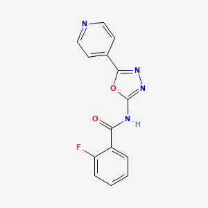 2-fluoro-N-(5-pyridin-4-yl-1,3,4-oxadiazol-2-yl)benzamide