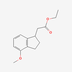 molecular formula C14H18O3 B12288335 ethyl 2-(4-methoxy-2,3-dihydro-1H-inden-1-yl)acetate 