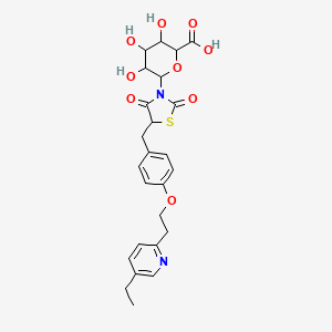 molecular formula C25H28N2O9S B12288370 6-[5-[[4-[2-(5-Ethylpyridin-2-yl)ethoxy]phenyl]methyl]-2,4-dioxo-1,3-thiazolidin-3-yl]-3,4,5-trihydroxyoxane-2-carboxylic acid 